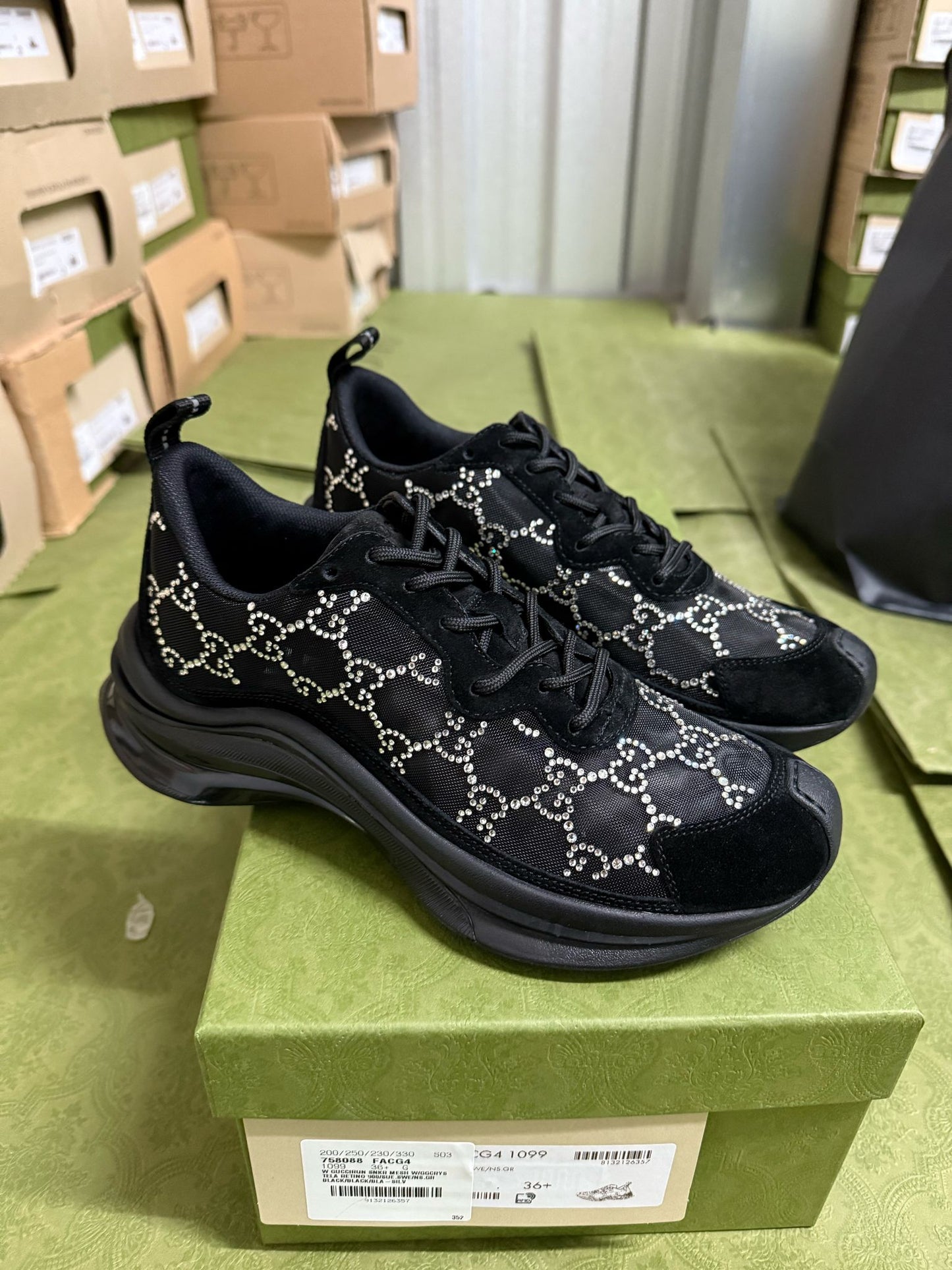 Women Gucci Run Crystal Sneaker