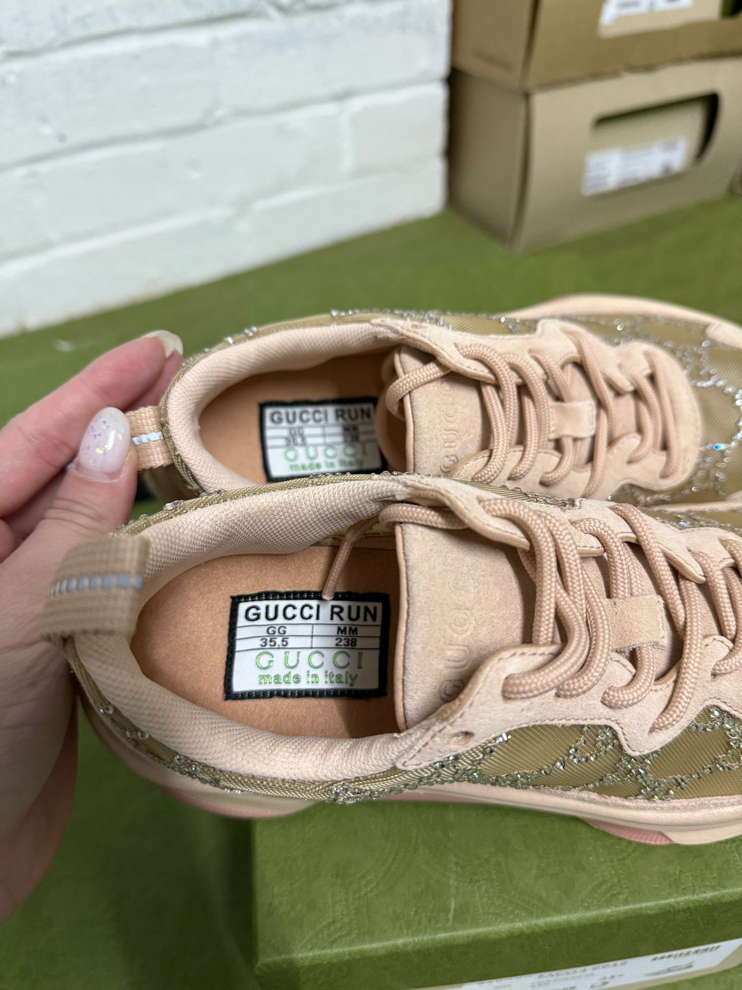 Women Gucci Run Crystal Sneaker