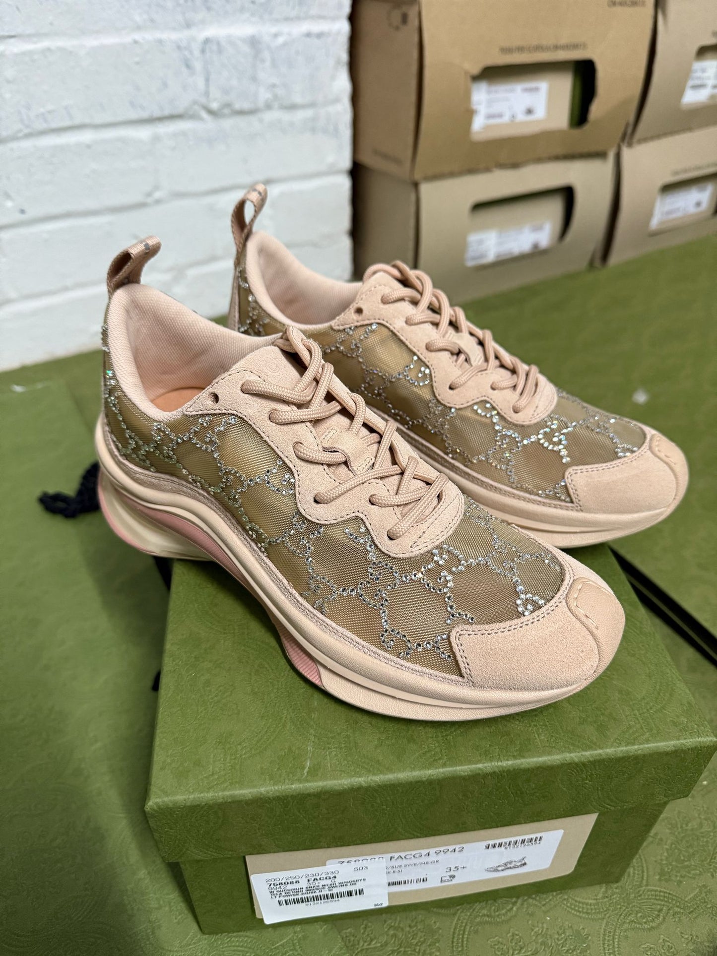 Women Gucci Run Crystal Sneaker