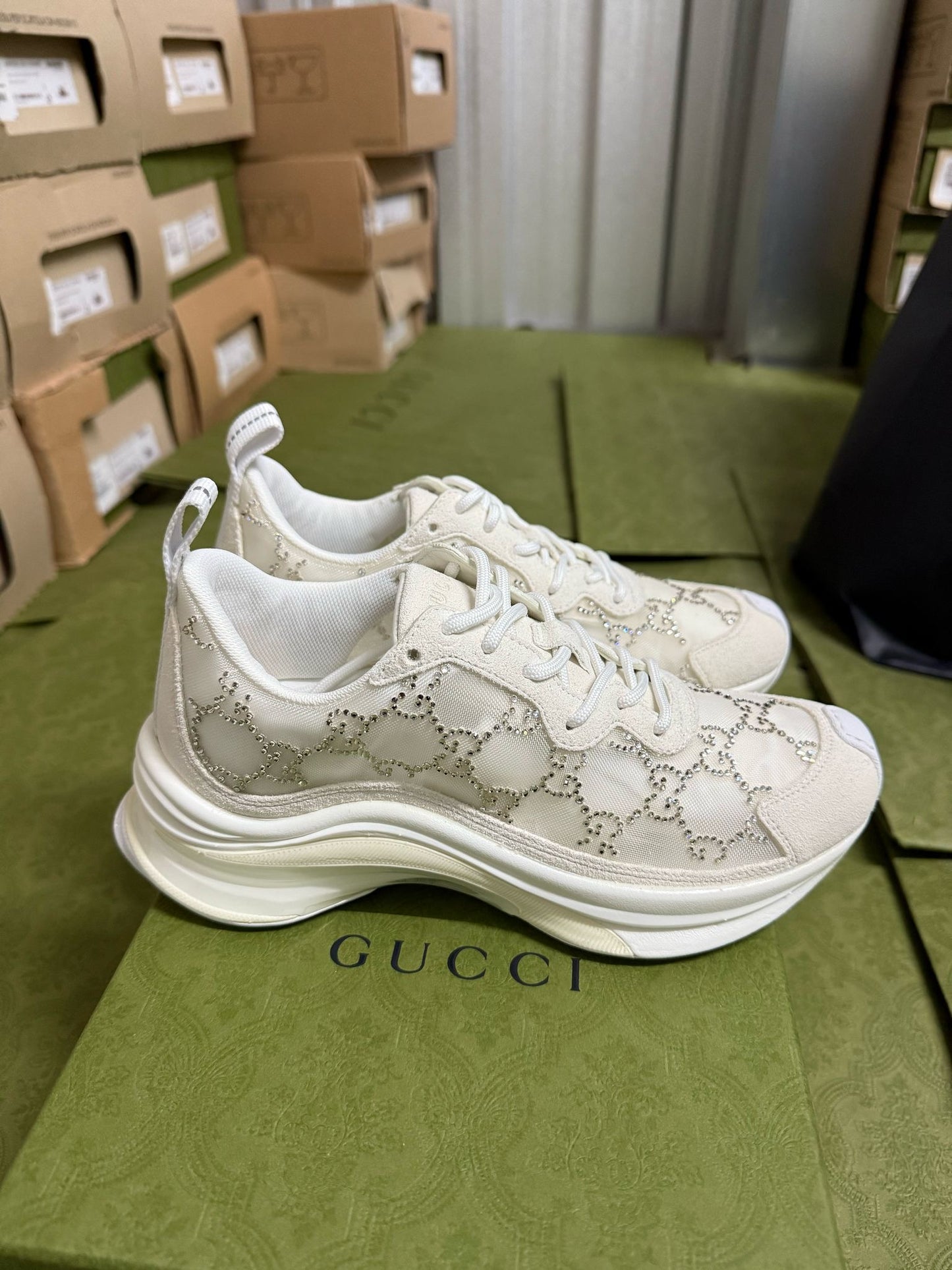 Women Gucci Run Crystal Sneaker