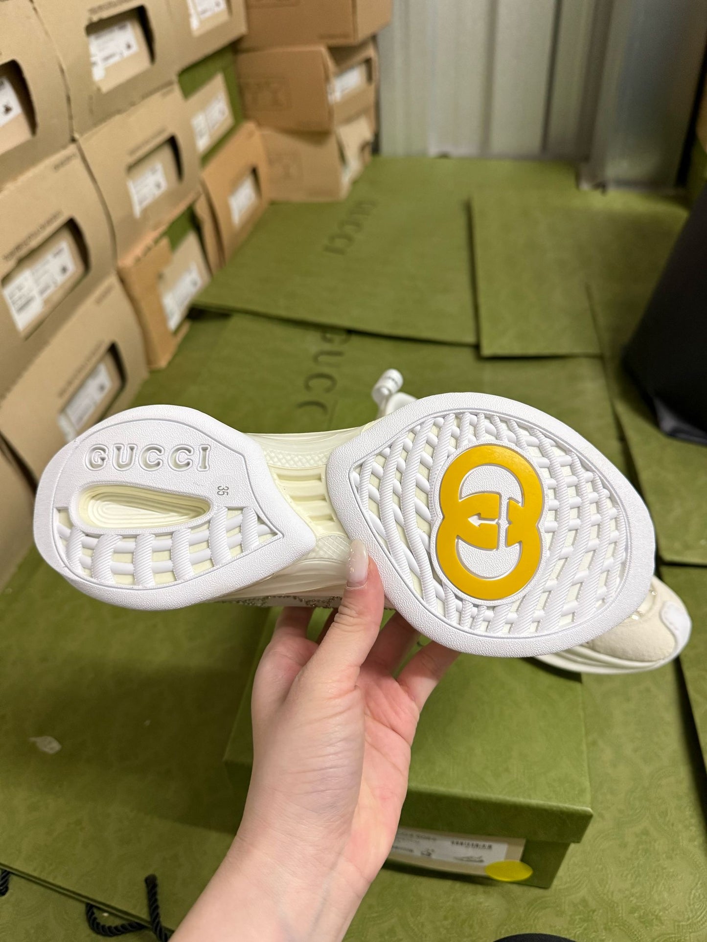 Women Gucci Run Crystal Sneaker