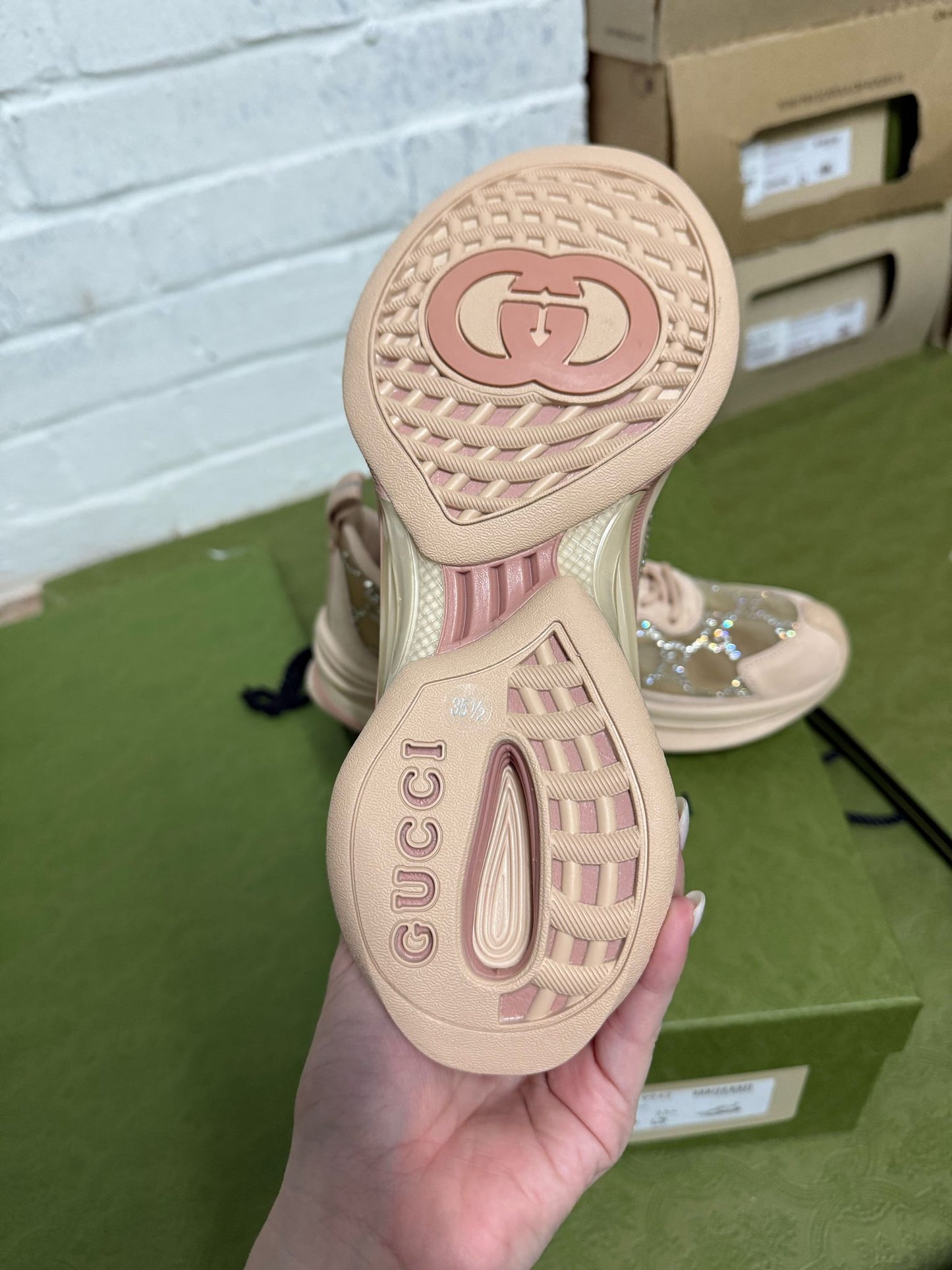 Women Gucci Run Crystal Sneaker