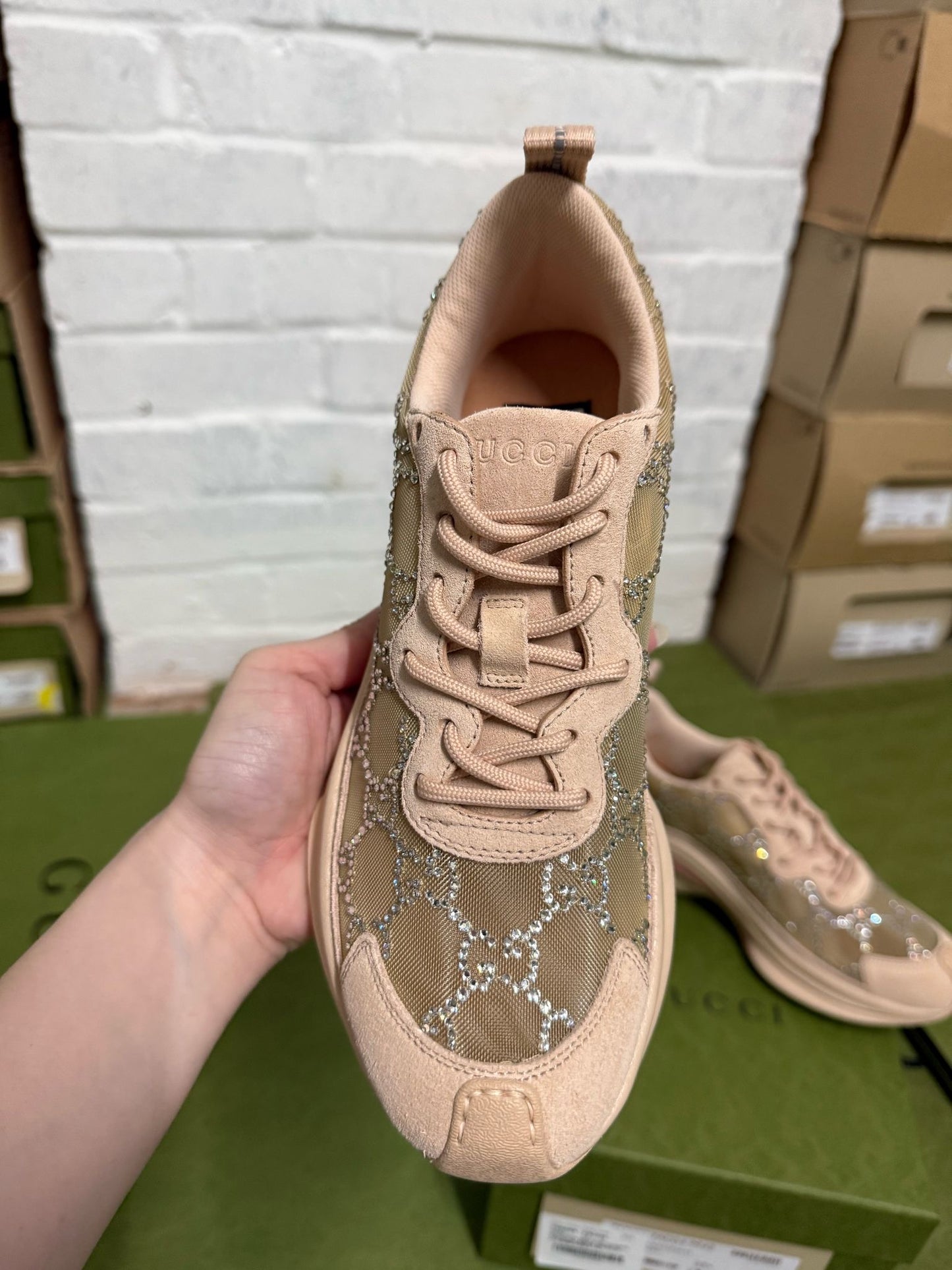 Women Gucci Run Crystal Sneaker